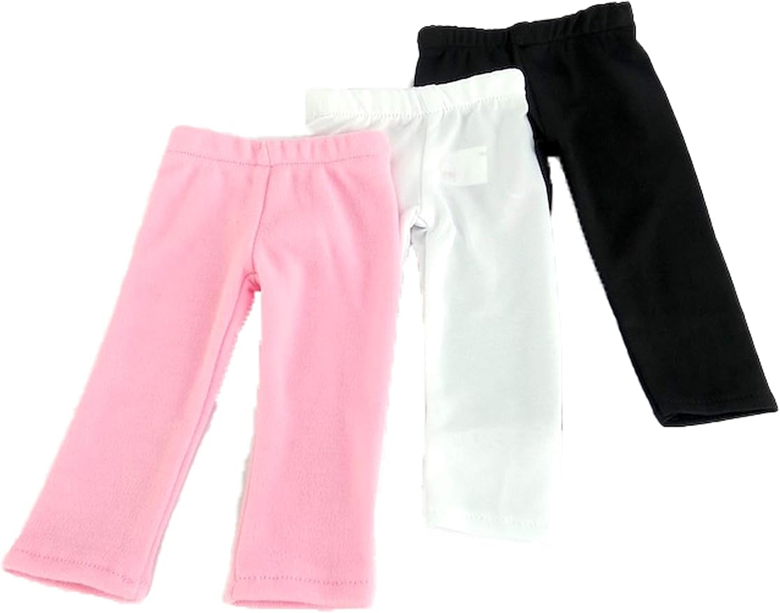 American Fashion World Pink, Black, and White Legging Set for 18-Inch Dolls | Premium Quality & Trendy Design | Dolls Clothes | Outfit Fashions for Dolls for Popular Brands