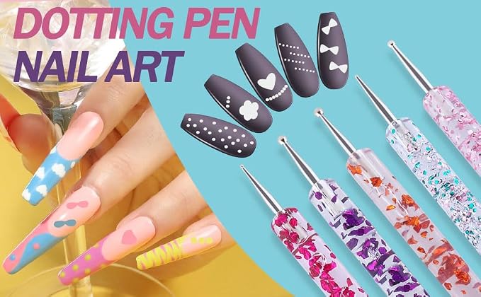 Artdone 35pcs Nail Art Pens brushes,Nail Art Tool Set,Nail Dotting Tools,Nail Dust Brush,Striping Nail Art Brushes for Long Lines,Nail Drawing Pen For Nail Design
