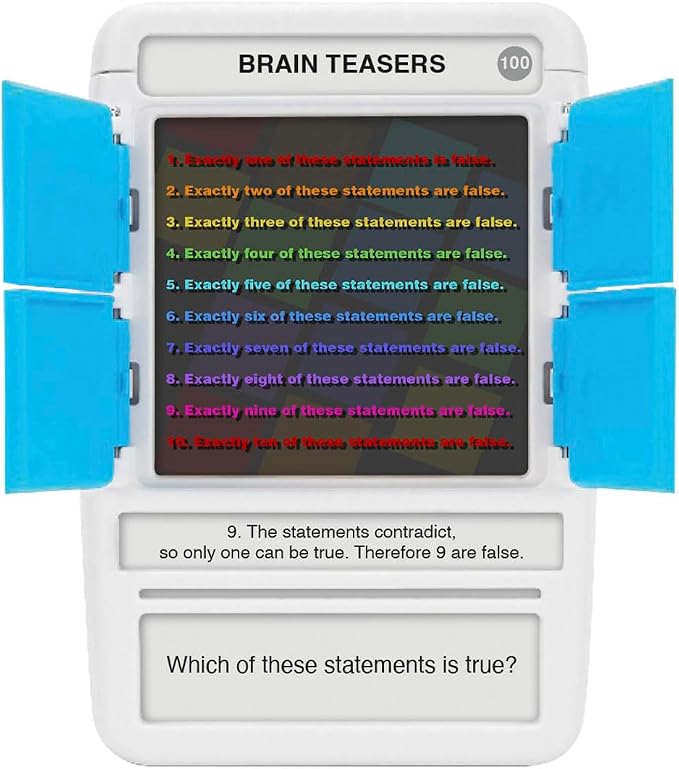 100 PICS Brain Teasers Travel Game - Solve 100 Puzzles | Flash Cards with Slide Reveal Case | Card Game, Gift, Stocking Stuffer | Hours of Fun for Kids and Adults | Age 6+
