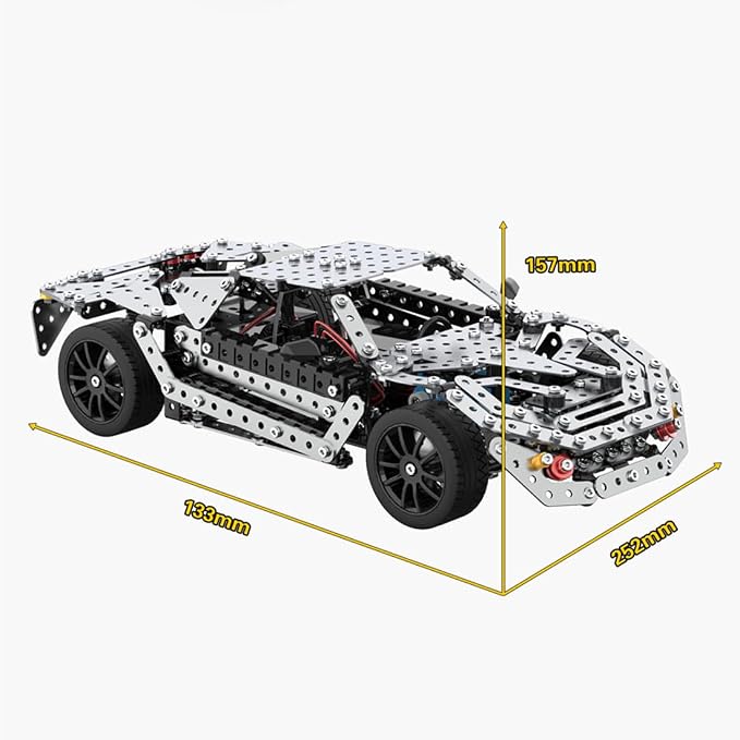 Building Sets Stem Assembly Metal 3-D Puzzle Off-Road Model Car Building Kit Construction Set Toys Assembly RC Metal Racing Car 867PCS/Included Motor