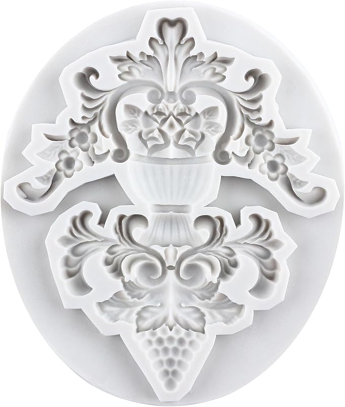 Baroque Relief Flower Polymer Clay Molds Baroque Curlicues Scroll Lace Silicone Mold for DIY Crafts Epoxy Resin Casting Air Dry Polymer Clay Plaster Jewelry Making