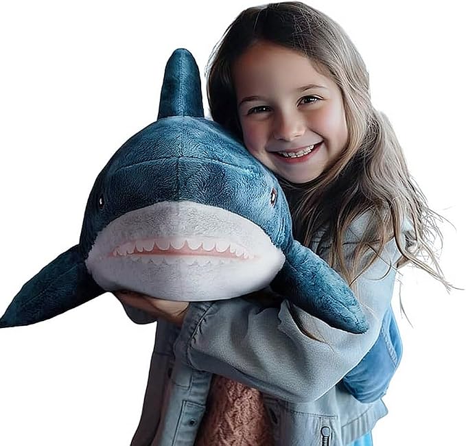 XIYUAN 39.3-Inch SharkPlush Toy Giant SharkStuffed Animal Soft SharkPillow Cushion Shark Plush Pillow Chubby Stuffed Shark Toy Bedtime Gift Throw Pillow for Home Room Décor Kids