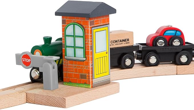 ORBRIUM Wooden Train Tracks Accessories Set Engine Stop/go Checkpoint Compatible with Thomas & Friends Wooden Railway, Brio, IKEA, Melissa & Doug STEM Toys