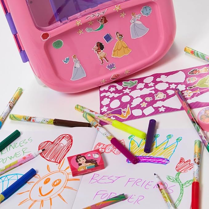 Disney Princess Color and Roll Activity Set with Carrying Case, Stickers, & Art Supplies