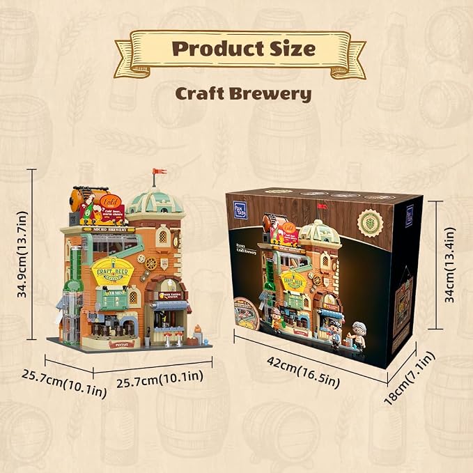 PANTASY Craft Beer Brewery Building Set for Adults – Vintage Microbrewery Factory Model with Modular Architecture, Dynamic Mechanisms, Self-Developed Minifigures & Display-Ready Design