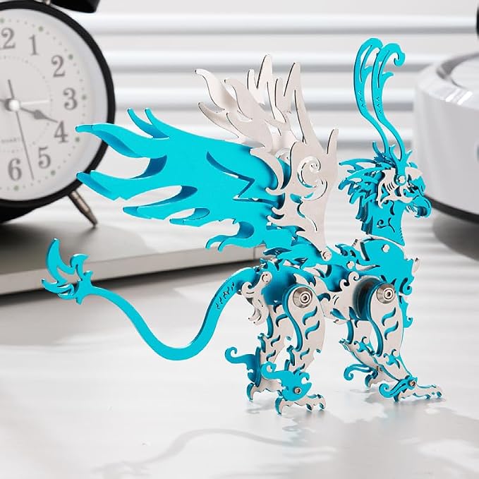 3D Metal Puzzles Toys The Meow Meow Family King and Princess Cat DIY Handmade Assembled Model Kits Ornaments Christmas New Year and Birthday Gifts for Adult (Gu Diao Blue)