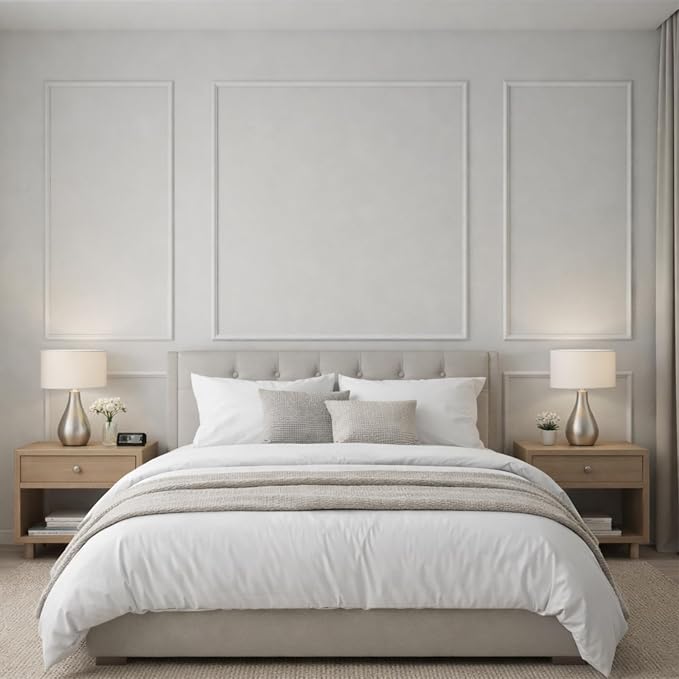 Pangda Peel and Stick Wall Molding Kit, 3D Premade Accent Molding Wainscoting Panel for Interior Wall Moulding Decor, Ready to Assemble Wainscoting Accent Panel (3 Set,23x56 in+48x56 in+23x56 in)