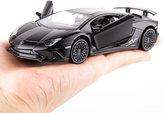 TGRCM-CZ 1/36 Scale Lamborghini Aventador LP770-4 Casting Car Model, Zinc Alloy Toy Car for Kids, Pull Back Vehicles Toy Car for Toddlers Kids Boys Girls Gift (Black)