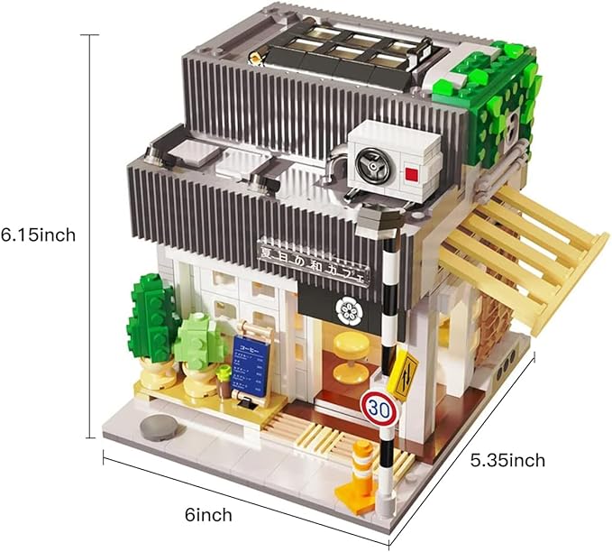Japanese Summer Breeze Coffee House Building Block Set, MOC City Café Shop with LED Lights, Architecture Construction Model for Adults Teens Boys Girls (1108PCS)