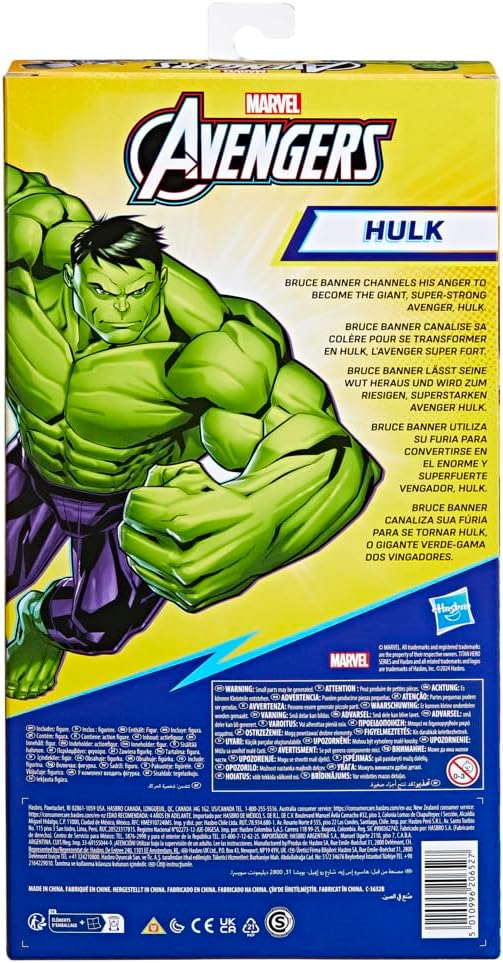 Avengers Marvel Titan Hero Series Blast Gear Deluxe Hulk Action Figure, 12-Inch Toy, Inspired by Marvel Comics, for Kids Ages 4 and Up , Green