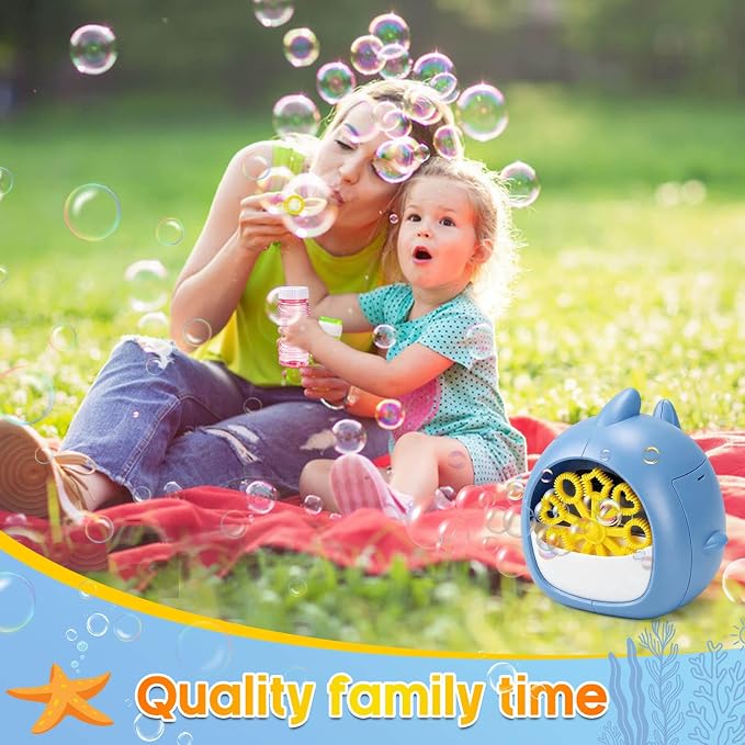 JONEG Bubble Machine Toys for Kids 3-8 Years Old - Bubble Blower Maker with Solutions, Outdoor Toy, Birthday Gift for 3 4 5 6 7 8 Year Old Girls Boys Toddlers