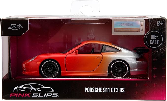 Jada Pink Slips 1:32 W1 Porsche 911 GT3RS Die-Cast Car, Toys for Kids and Adults (Primer Red/Orange/Silver)