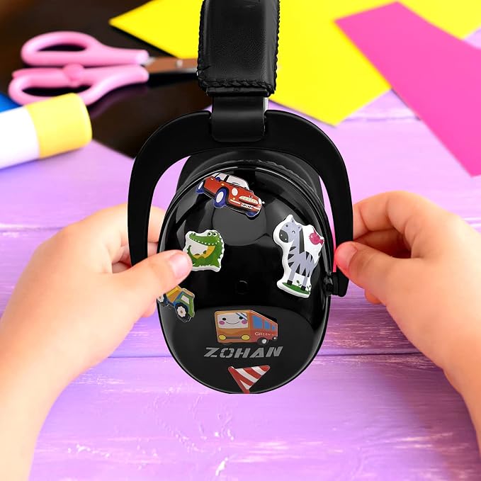 ZOHAN Kids Ear Protection 2 Pack, 25dB NRR Noise Cancelling Headphones for Kids, with Pillowy Pads, for Monster Truck, School, Autism, Sensory, Fireworks, Concerts, Events (Black+Black)