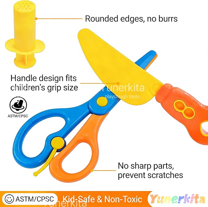 Dough Tool Set, 21 Pcs Dough Tools Sets for Kids Ages 4-8, Dough Accessories Includes Cutters Roller, Rolling Pins, Safety Scissors, Plastic Knife, Christmas Shapes Cutters