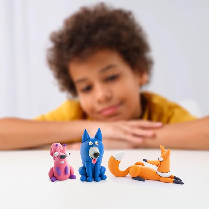 HEY CLAY Forest Animals - Claymate Bear - Air Dry Clay Kit 3 cans and Sculpting Tools with Fun Interactive Instructions App