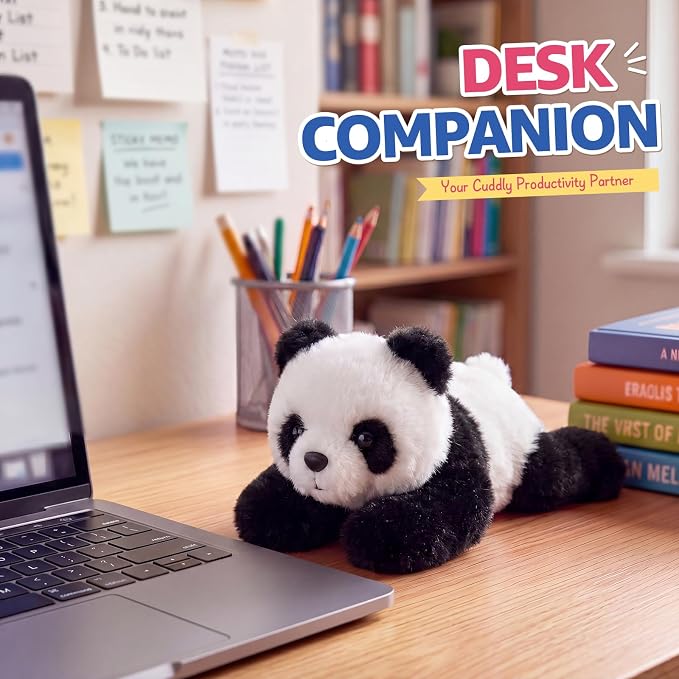 PEACH CAT Panda Stuffed Animal Cute Plushies Small Plush Toys Gifts for Kids Black and White