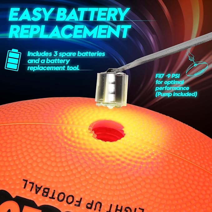 Light Up Football for Boys: Glow in The Dark - Toys for Kids Teen Boys Ages 8-15 - Birthday Christmas Easter Gift Ideas - Outdoor Sports Activity Night Play - 8 9 10 11 12 13 14 15 Years Old Teenager
