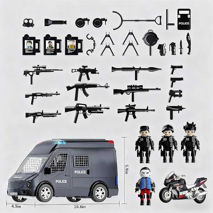 Police Car Toy Truck for Kids 3 4 5-8, Large Toy Cars with Lights & Sounds, Emergency Vehicle Toddler Toys, Law Enforcement Role Playset, Play & Learn Toddler Toys Ages 3 4 5 6 7 8 9 10 11 12