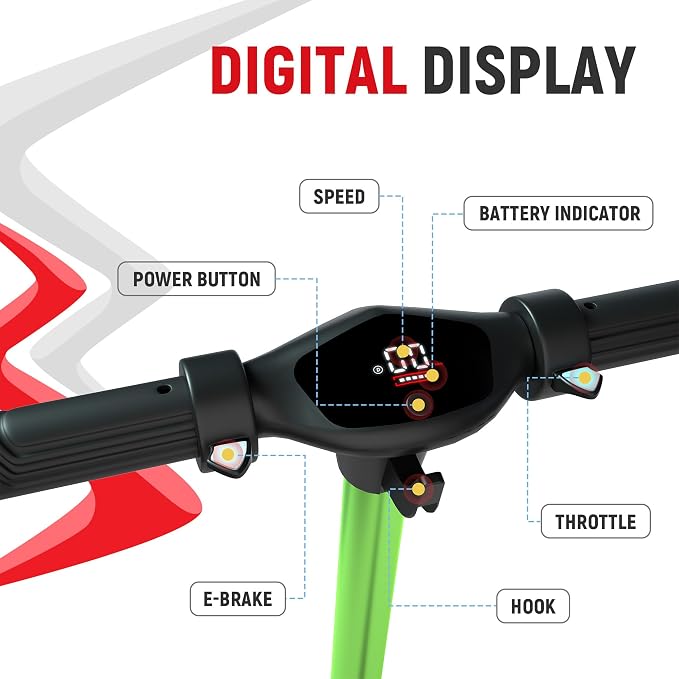 Foldable Electric Scooter for Kids, with Bright Front LED Lights,Shining Pedal, LED Display, Dual Brakes 200W Motor Kids Electric Scooter, UL2272 Certified