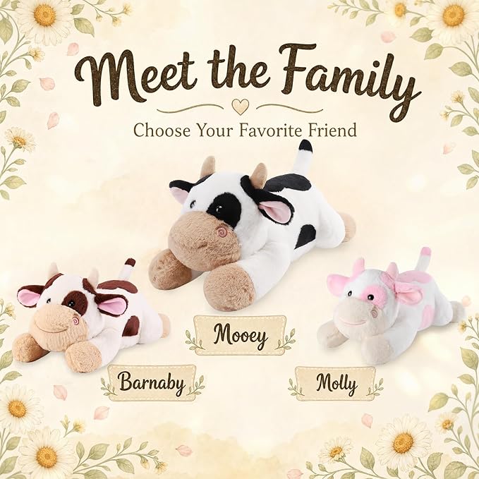 gnomantic Cow Weighted Stuffed Animals - 28 Inch 5.0 Pounds Weighted Plushies Cow Stuffed Animals - Large Plush Pillow - Cute Plush Toys Gifts for Kids & Adults (28" 5.0 lbs Black)