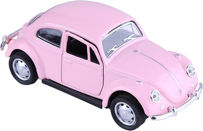Berry President 1967 Classic Beetle Bug Vintage 1/32 Scale Diecast Metal Pull Back Car Model Toy for Gift/Kids (Pink)
