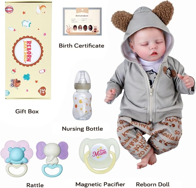 BABESIDE Lifelike Reborn Baby Dolls - 17Inch Soft Vinyl Realistic-Newborn Baby Dolls Poseable Real Life Baby Doll Boy with Gift Box for 3+ Years Olds