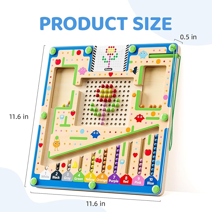 zhiwuzhu 2 in1 Magnetic Color and Number Maze,Wooden Montessori Preschool Learning Activities Toys,Toddler Travel Essentials Toys,3 4 5 Year Old Boy Girl Birthday Gift Toys