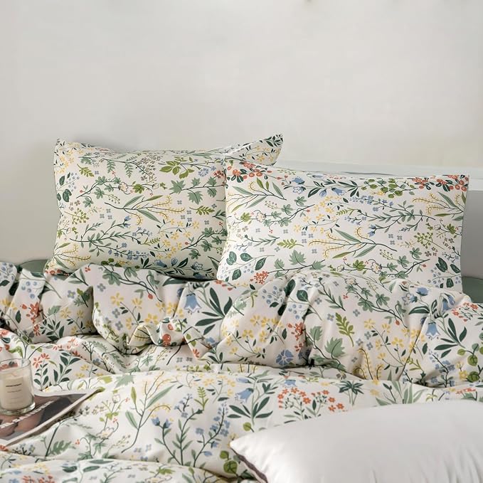 Vintage Garden Floral Comforter Set King Size Comforter Botanical Floral Bedding Comforter King Coquette Bedding Aesthetic Cute Flowers Pattern Comforter for Girls Women Fluffy Cottagecore Bedding Set