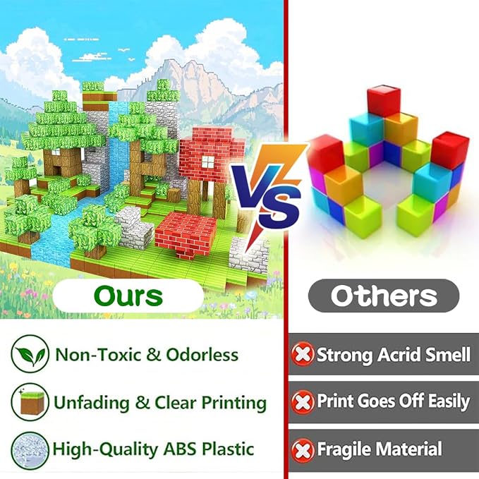 Forest Theme Magnetic Blocks 100pcs STEM Educational Building Cubes | Boys & Girls Age 3-5 6-8 9-11 12-14, Montessori Inspired, Magnet World Construction Set, Child Construction Toys