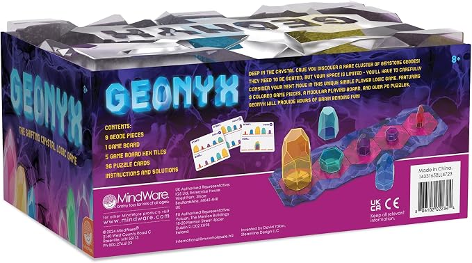 MindWare Geonyx Single-Player Logic Game, Crystal-Shifting Brain Teaser Puzzle with Progressive Challenges for Critical Thinking and Spatial Reasoning, Solo Play for Kids and Adults Ages 8 and Up