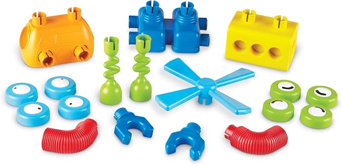Learning Resources 1-2-3 Build It Robot Factory - Building Robots for Kids, Robot STEM Toys, Kids Engineering Toys, Toddler STEM Activity, Robots Building Kit