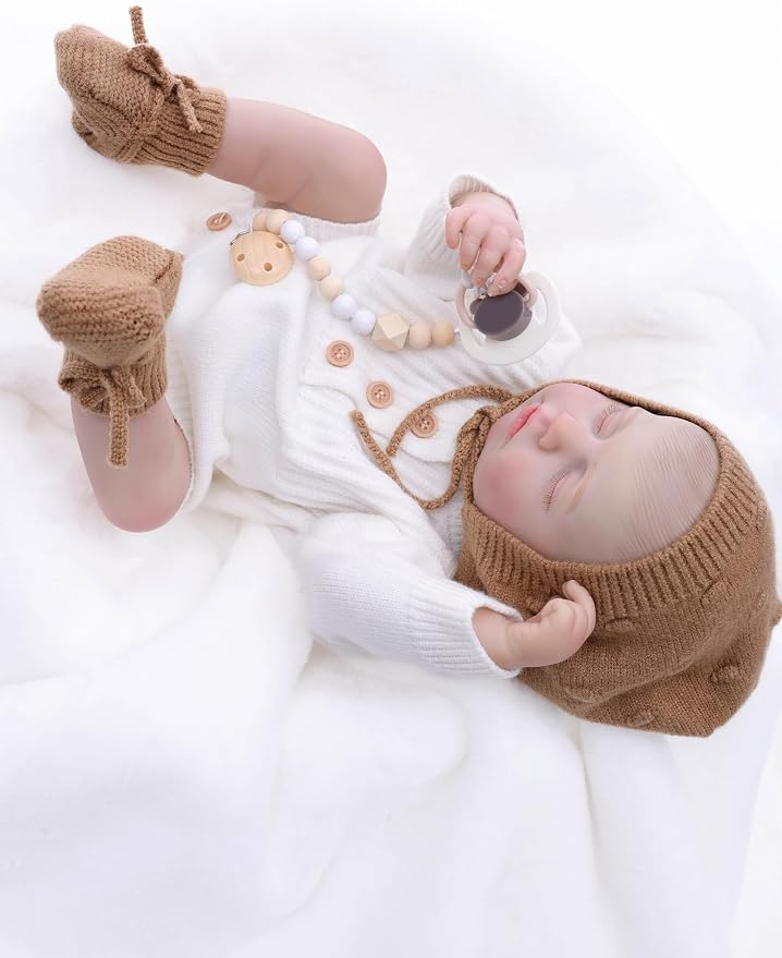 Reborn Baby Dolls – 20 Inch Real Baby Dolls that Look Real, Full Body Vinyl Girl Doll in Soft Knit Outfit, Lifelike Newborn with Accessories, Gift for Children Ages 3+, Pretend Play