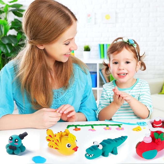 EDIFON Air Dry Clay, 24 Colors Modeling Clay for Kids, Foam Magic Clay Toy with Sculpting Tools, Non-Sticky, Ultra-Light & Soft, DIY Arts & Crafts School Project Set, Gifts for Boys & Girls Ages 3-12