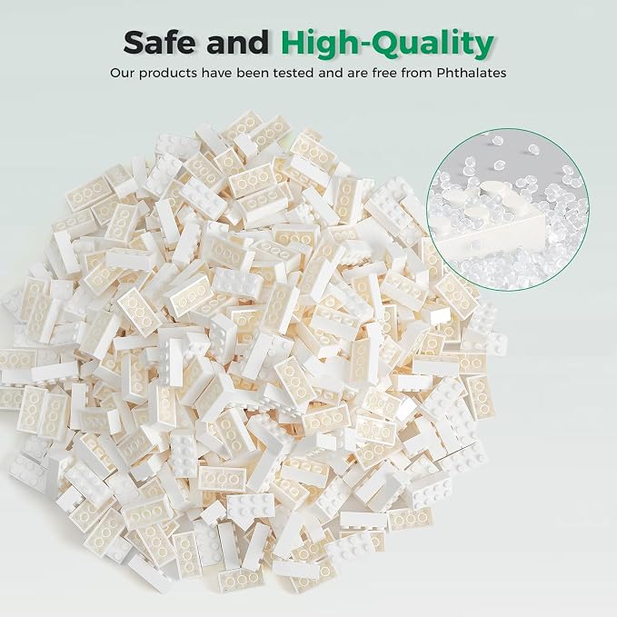 HUIZDQ 200 Piece Classic Small Building Bricks, 2x4 Bulk Bricks STEM Creative Building Toys, White(Small Bricks, 1.25x0.62x0.47 in)