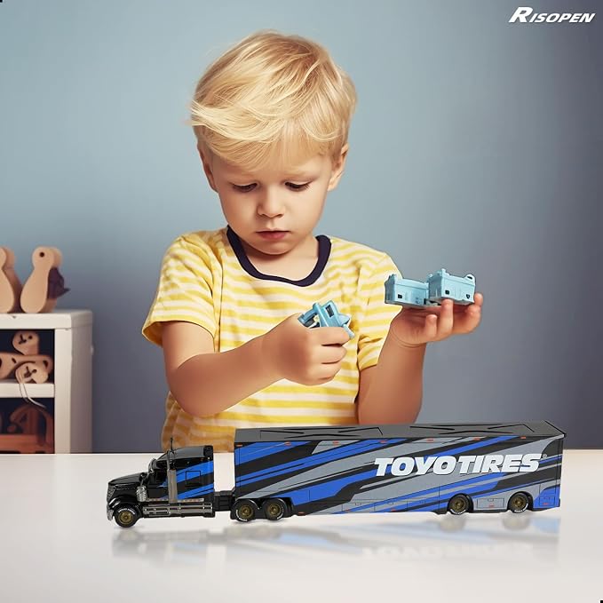 Alloy Metal Diecast Tow Traktor Toy 1:64 Scale International Lonestar Heavy Truck Model Semi Trailer Head Toy Gift Classic Truck Model Collection for Kid Boy Men Adult (Black)