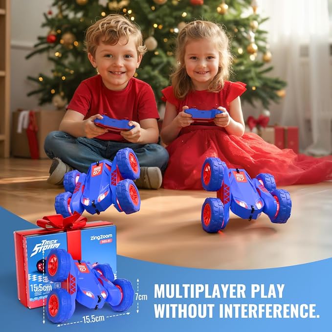 Remote Control Car, Rechargeable RC Cars & Remote Double-Sided Driving 360° Flips Rotating 2.4Ghz 4WD All Terrain Stunt Race Car Toy Christmas Birthday Gift for Kids Boys 3-12
