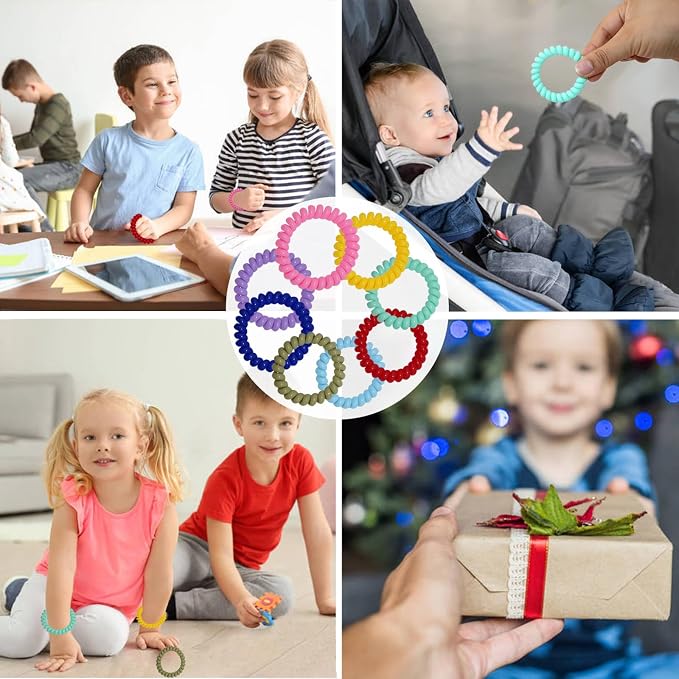 Sensory Chew Bracelets for Boys and Girls, 8 Pack Stretchy Coil Bracelet Fidget Toys for Kids with Autism ADHD SPD or Special Needs, Oral Motor Aids Jewelry Reduce Teething Biting and Anxiety