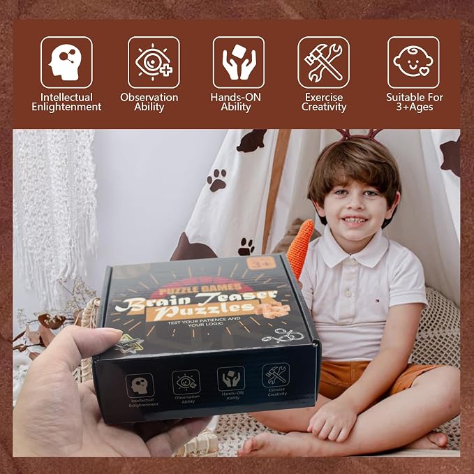 Joyeee 15 Pcs Brain Teaser Metal Wire Puzzles, Mind IQ Test Unlock Toy, Interlock Challenge Puzzle Game Educational Toy Gift for Boys Girls Teens Adults, #A