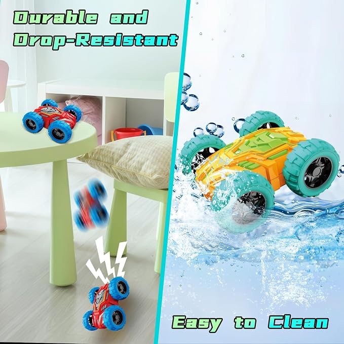 Toddlers Car Toys for 2-3, Toys Cars for Ages 2-4, Double-Sided Monster Truck Toys, Stunt Push and Go Friction Cars, 3 Year Old Boy Toys, Toy Cars for 2 3 4 5 6 Year Old Boy Christmas Birthday Gift