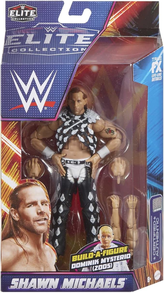 Mattel WWE Shawn Michaels SummerSlam Elite Collection Action Figure Dominik Mysterio Build-A-Figure Parts, Collectible Gift for Ages 8 Years Old & Up