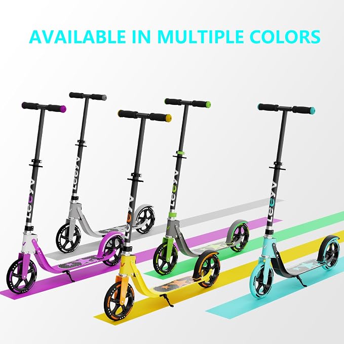 Adult Scooter with Big Wheels | Adjustable Height, Foldable Aluminum Frame | Smooth Ride for Urban Commuting and Outdoor Fun | Suitable for Teens 8-12 | 220 lbs Weight Limit