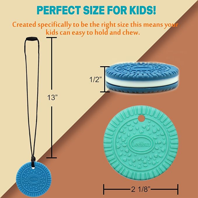 Chewy Necklaces for Sensory Kids, 2 Pack Silicone Chew Necklace Sensory Necklaces for Boys with Chewing, Autism, ADHD, SPD, Oral Motor Anxiety Pendant for Adults