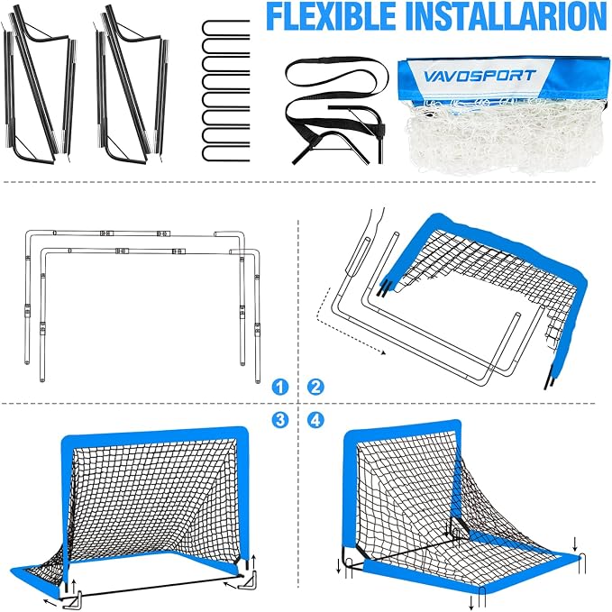 Kids Soccer Goals for Backyard Set - 2 of 4' x 3' Portable Soccer Goal Training Equipment, Pop Up Toddler Soccer Net with Soccer Ball, Soccer Set for Kids and Youth Outdoor Games, Sports, Play