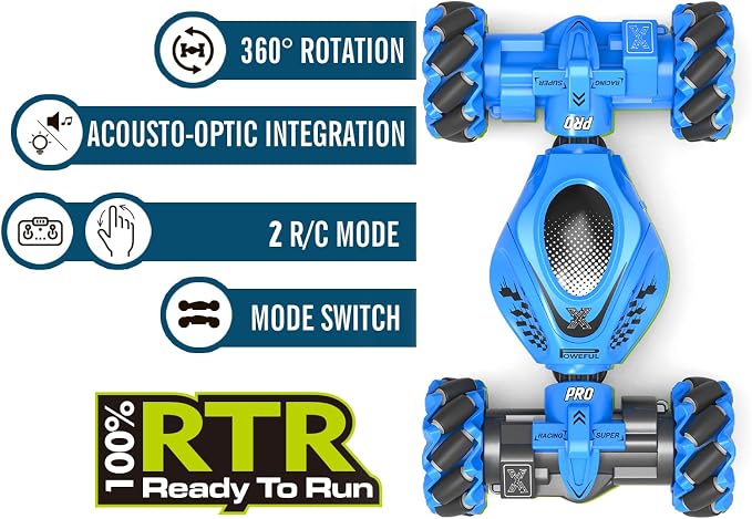 Fosgoit RC Car Gesture Sensing Stunt Car, Toys for Boys Girls 6-12, Best Gifts for Kids Boys 6 7 8 9 10 11 12 Years Old, 2.4GHz 4WD RC Toy Off-Road 360° Rotate All-Round Drift with Lights Music