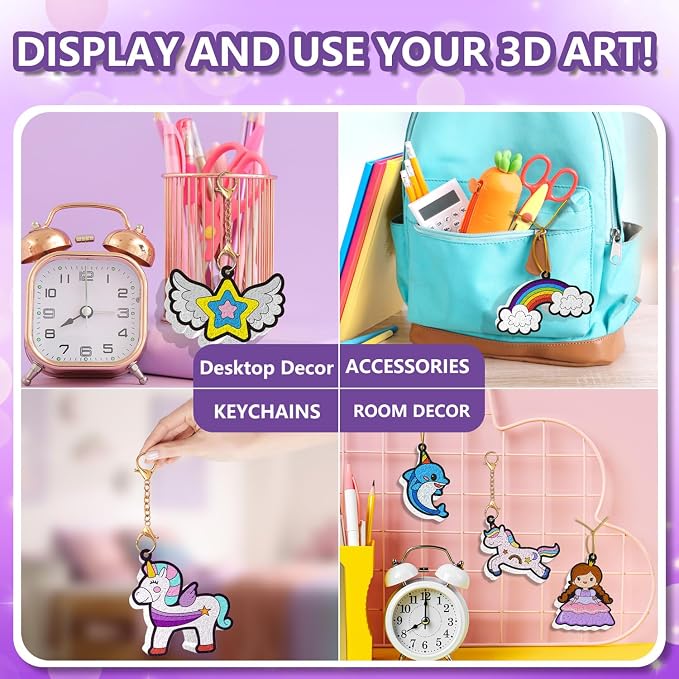 FoilColoring 3D Puffy Art Kit - Aqua Foam Painting, Magic Foam Texture Puffs Craft Kit.Mess-Free Craft for Kids.Travel and Creative Gift for Girls & Boys Ages 4, 5, 6, 7, 8, 9, 10 Years Old