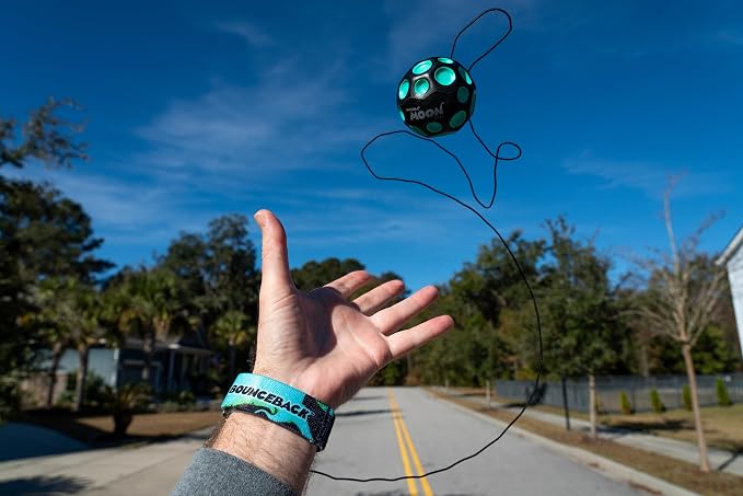 Waboba Bounceback Returning Black and Blue Moon Ball Hyper Bouncy Balls, Extreme Bounce and Fun, Super High Bouncing Ball for Active Play and Outdoor Games