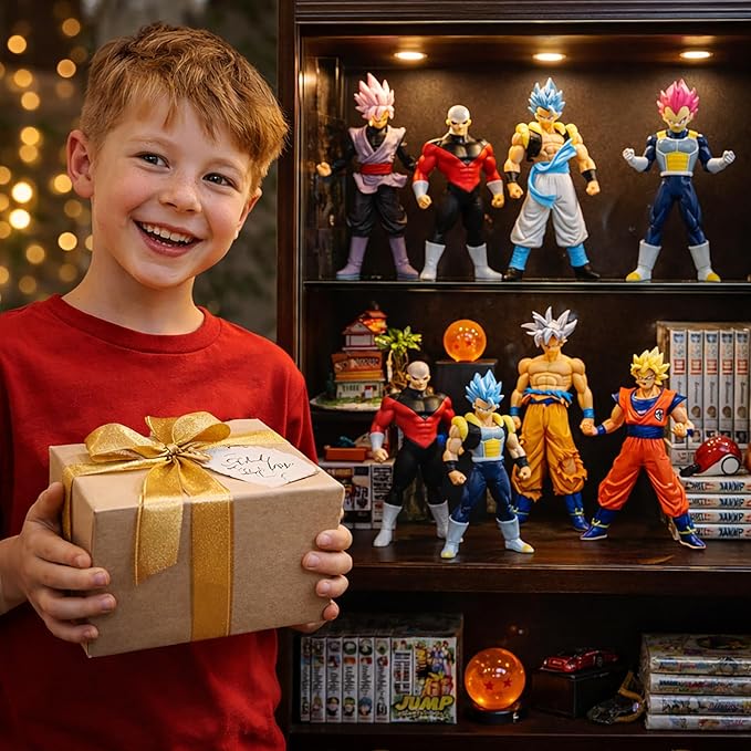 Anime Super Hero Action Figures Set, Collectible Warrior Figurines, 7.8Inch Energy Style Character Models for Display, Party Favors & Gift Collection (6PCS)