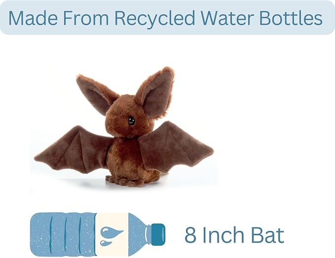The Petting Zoo Bat Stuffed Animal Plushie, Gifts for Kids, Scoopz Wildlife Animals, Brown Bat Plush Toy 8 Inches