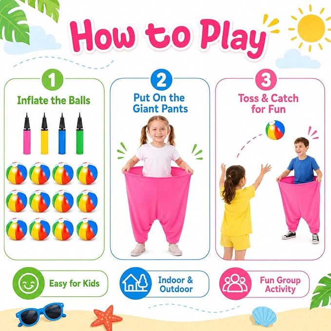 Granny Pants Yard Game,Giant Pants Outdoor Game,Oversized Pants Tossing Game with 24 Bouncy Balls and 4 Pumps Backyard & Outdoor Group Games for Family & Friends Gatherings