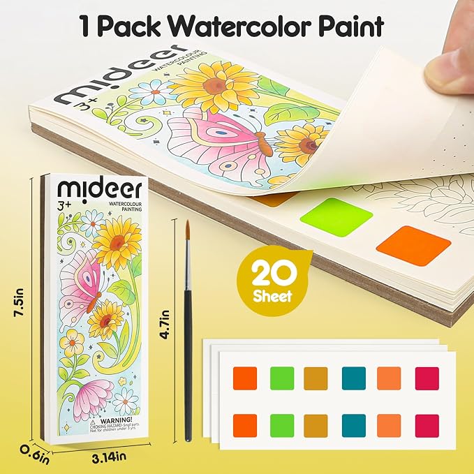 Watercolor Painting Coloring Books Pocket Watercolor Paint Bookmarks, Mess Free Paint with Water Set, Travel Class Activities Art Party Favors Exchange Birthday Gifts for Kids